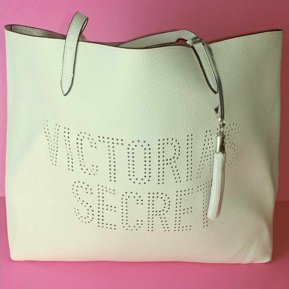 Victoria Secret Large Tote Bag  Color: White - Picture 3 of 7